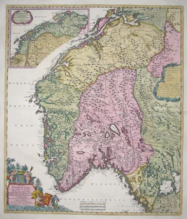 Map of Norway with a fine title cartouche