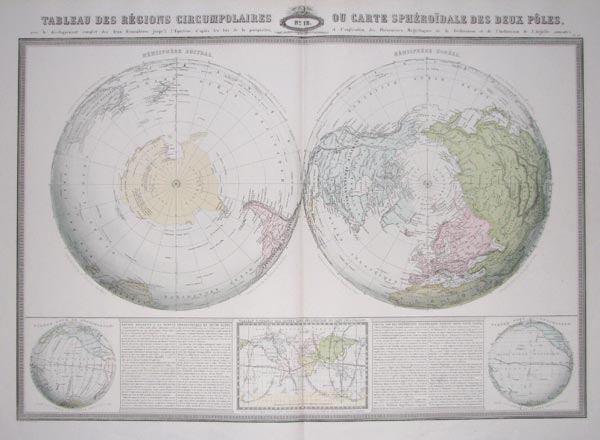 Double-hemisphere World Map on a Polar Projection