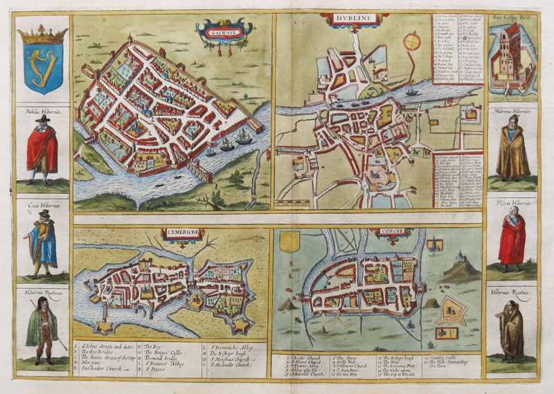 Early townplans of Galway, Dublin, Limerick & Cork